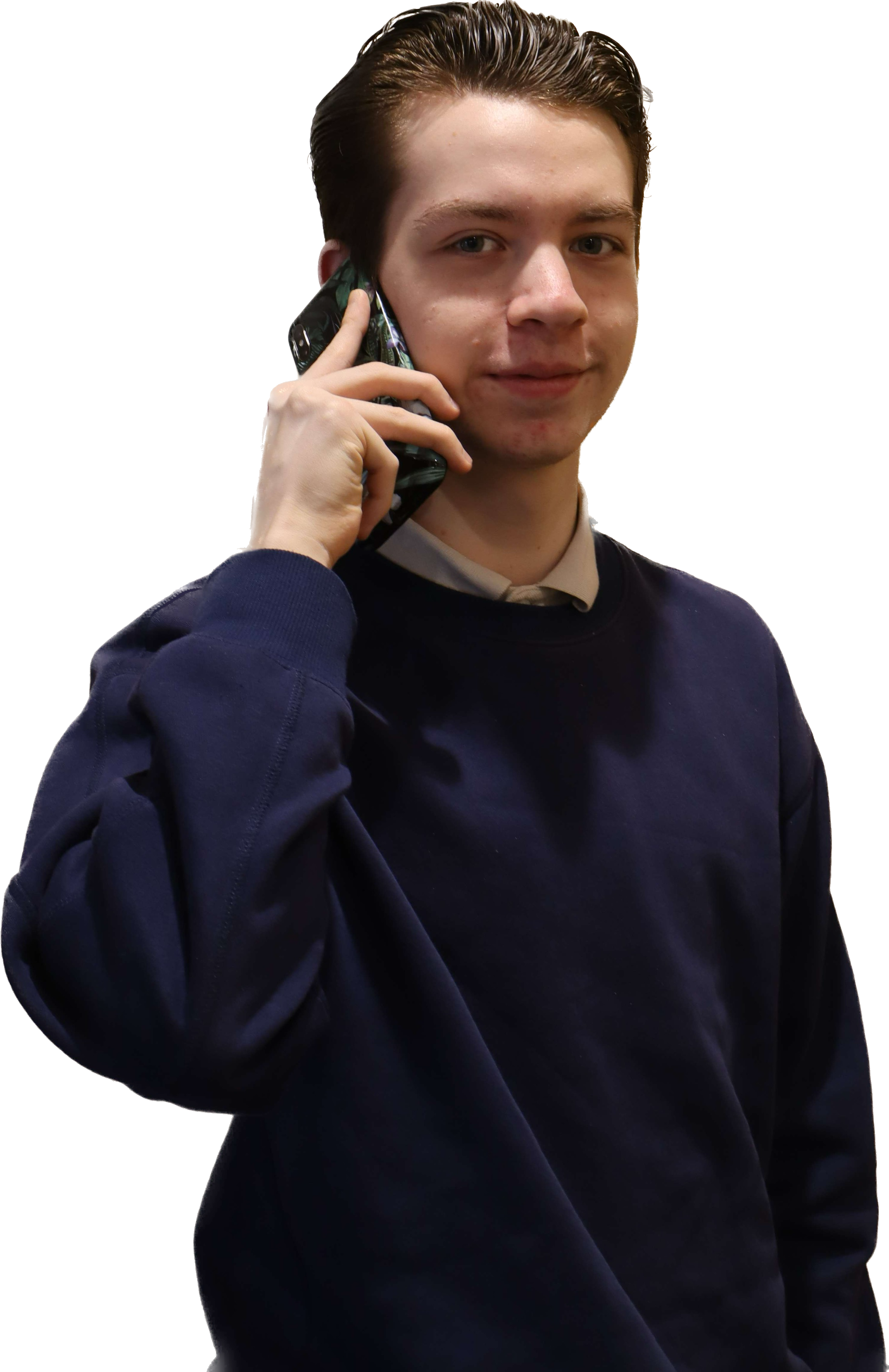 Carl-Hugo pratar i telefon